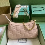 GUCCI GG Quilted中號粉米皮革斜背包-735049：圖片 3
