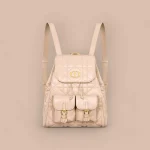 Dior Caro 粉米羊皮雙肩背包中號MM