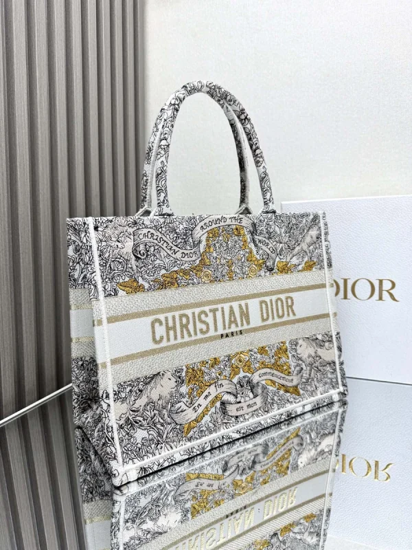Dior Book 奶白棉托特包中號MM-M1296：圖片 4