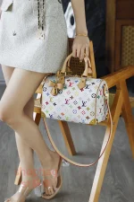 高仿複刻 LV x TM Speedy Bandoulière 25 白三彩 旅行包：圖片 20
