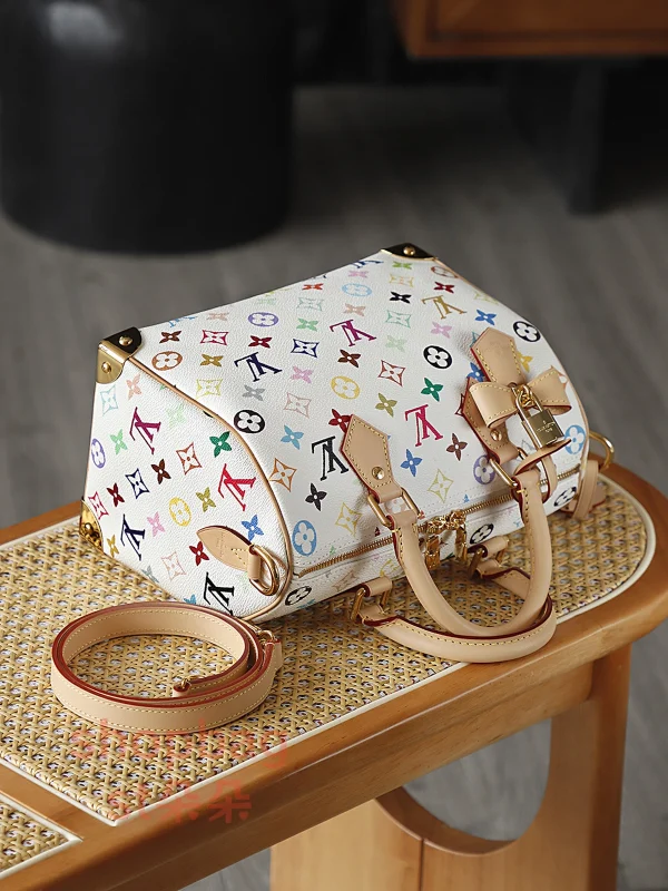 高仿複刻 LV x TM Speedy Bandoulière 25 白三彩 旅行包：圖片 9