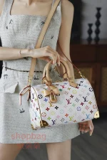 高仿複刻 LV x TM Speedy Bandoulière 25 白三彩 旅行包：圖片 22