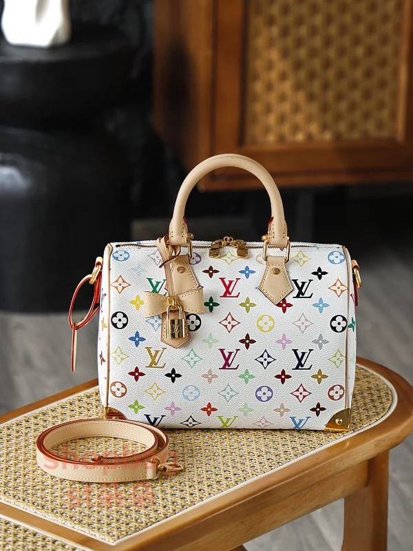 高仿複刻 LV x TM Speedy Bandoulière 25 白三彩 旅行包：圖片 8
