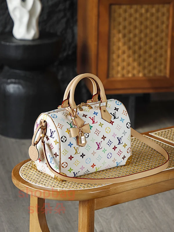 高仿複刻 LV x TM Speedy Bandoulière 25 白三彩 旅行包：圖片 7
