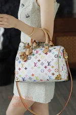 高仿複刻 LV x TM Speedy Bandoulière 25 白三彩 旅行包：圖片 28
