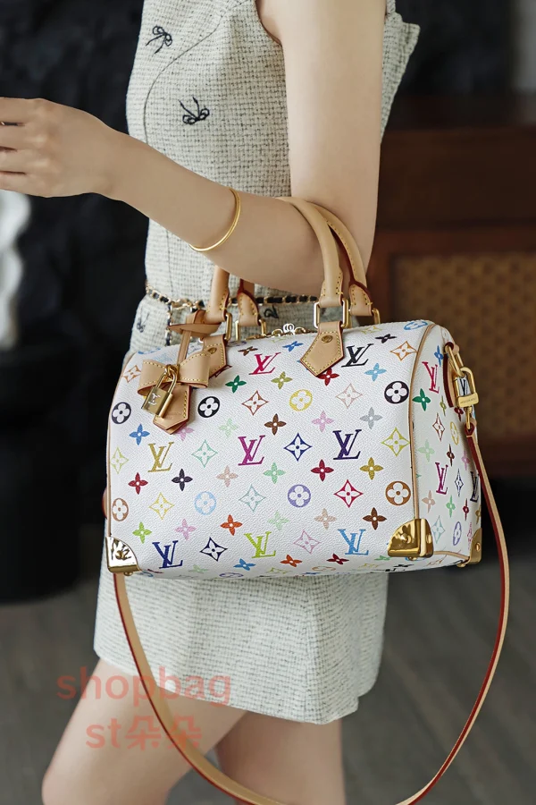 高仿複刻 LV x TM Speedy Bandoulière 25 白三彩 旅行包：圖片 28