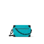 路易威登Mini Soft Trunk Turquoise色Monogram壓花牛皮斜挎包