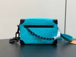 路易威登Mini Soft Trunk Turquoise色Monogram壓花牛皮斜挎包：圖片 2