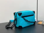 路易威登Mini Soft Trunk Turquoise色Monogram壓花牛皮斜挎包：圖片 3
