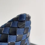 Intrecciato編織牛仔布與皮革拼接小號肩背包：圖片 5