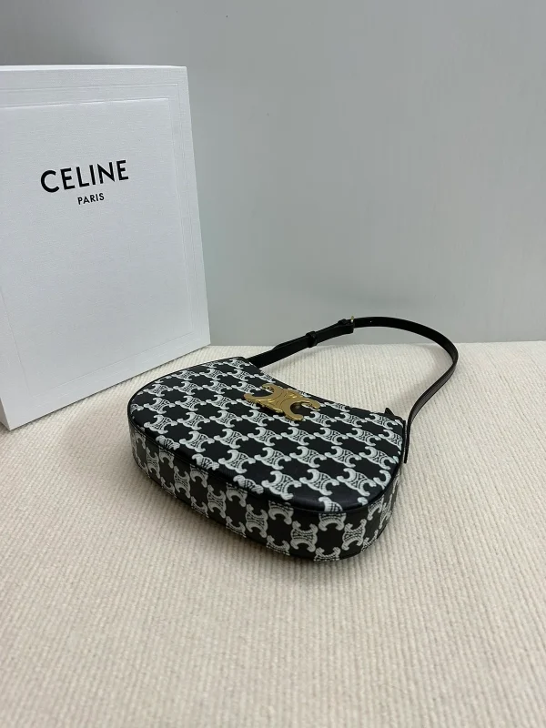 高仿CELINE-賽琳 標誌印花牛皮革包邊斜挎包-115702：圖片 5