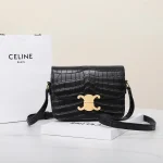 高仿CELINE-賽琳 奢華鱷魚皮 TRIOMPHE 金屬鎖扣斜挎包-188424：圖片 2