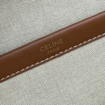 高仿CELINE-賽琳 牛皮革包邊多功能織物手提包-196762：圖片 9