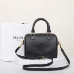 高仿CELINE-賽琳 金色飾面牛皮革多功能手提斜挎包-113773：圖片 2