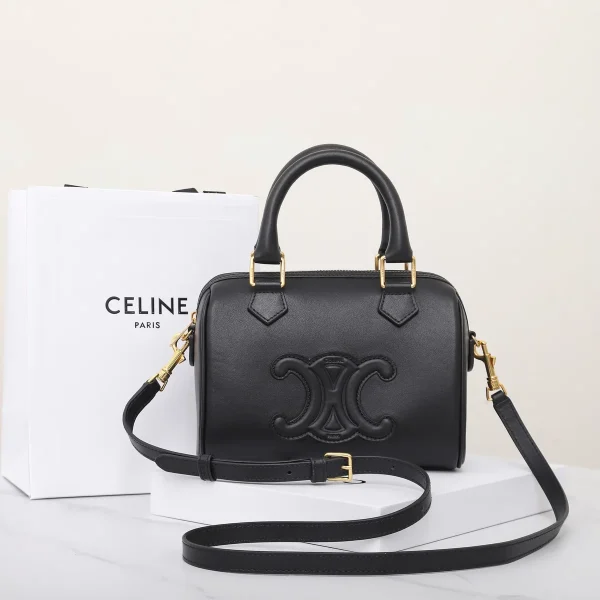 高仿CELINE-賽琳 金色飾面牛皮革多功能手提斜挎包-113773：圖片 2