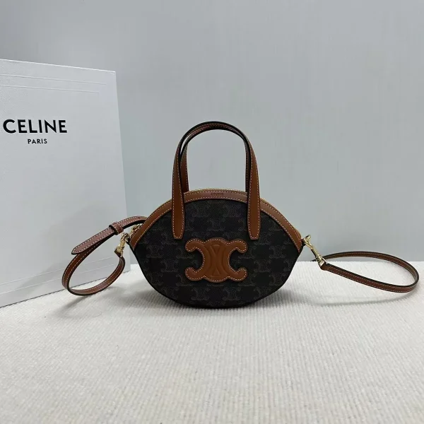 高仿CELINE-賽琳 標誌印花牛皮革包邊多功能手提斜挎包-122262：圖片 2