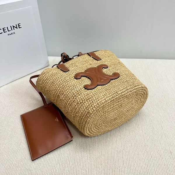 高仿CELINE-賽琳 手工編織牛皮革包邊手提肩背包-115802：圖片 5