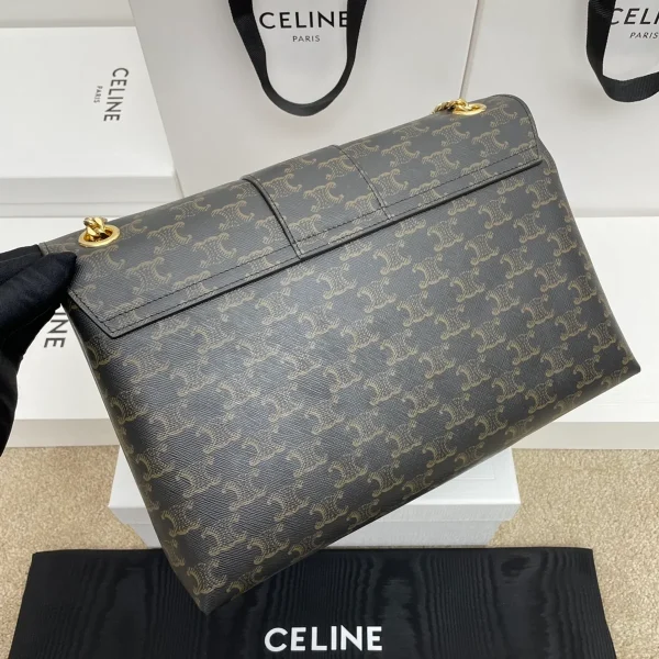 高仿CELINE-賽琳 經典TRIOMPHE標誌印花牛皮斜挎包-118222：圖片 3