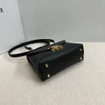 高仿CELINE-賽琳 TRIOMPHE 金色鎖扣牛皮手提斜挎包-118113：圖片 4