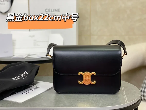 高仿CELINE-賽琳 Triomphe 牛皮革斜挎包 - 金色鎖扣設計-187363：圖片 2