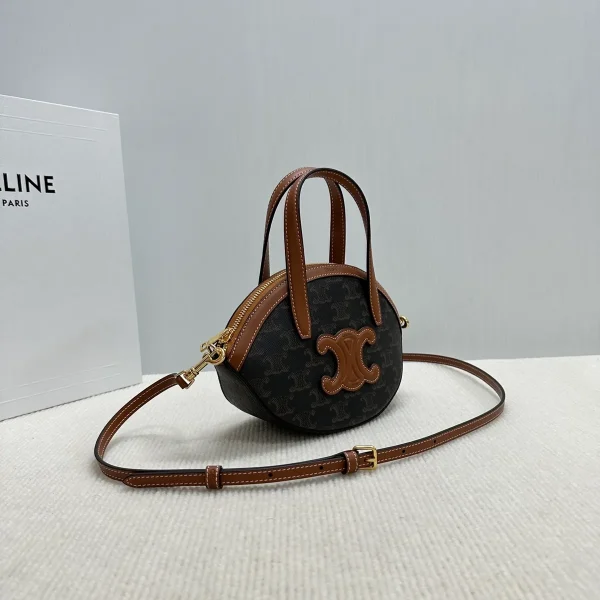 高仿CELINE-賽琳 標誌印花牛皮革包邊多功能手提斜挎包-122262：圖片 4
