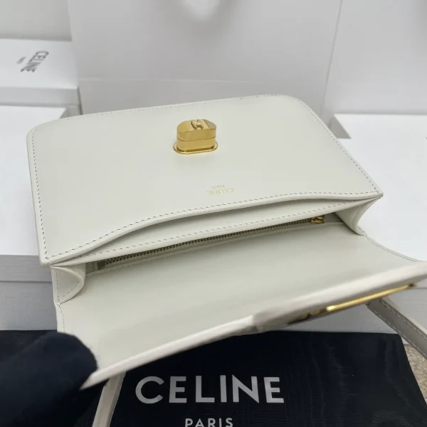 高仿CELINE-賽琳 TRIOMPHE壓印旋轉鎖扣牛皮手提包-121423：圖片 10