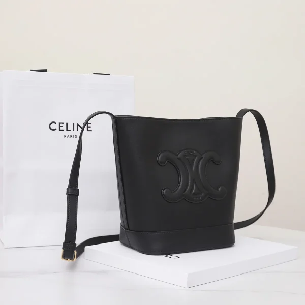 高仿CELINE-賽琳 金色飾面牛皮革斜挎包 - 時尚多功能肩背包-113783：圖片 3