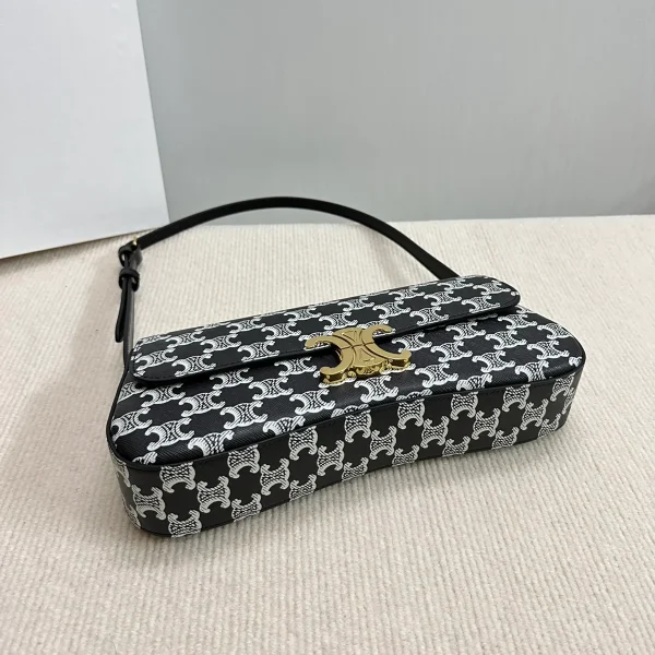 高仿CELINE-賽琳 TRIOMPHE鎖扣牛皮革肩背包 - 經典金色飾面-115532：圖片 5