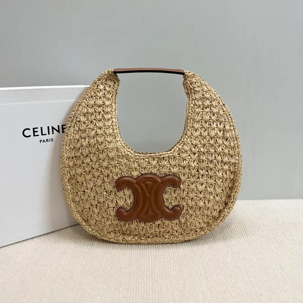 高仿CELINE-賽琳 手工編織牛皮革包邊植物材料手袋-112772：圖片 2