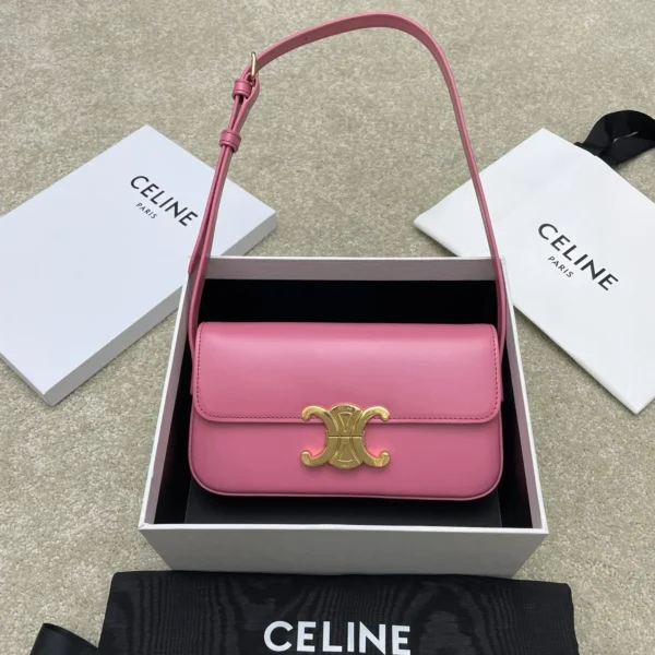 高仿CELINE-賽琳 TRIOMPHE 金色鎖扣牛皮革肩背包-194143：圖片 2