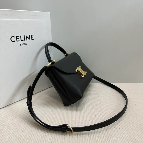 高仿CELINE-賽琳 TRIOMPHE 金色鎖扣牛皮手提斜挎包-118113：圖片 5