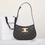 高仿CELINE-賽琳 TRIOMPHE CANVAS 標誌印花牛皮革包邊斜挎包-115702：圖片 2