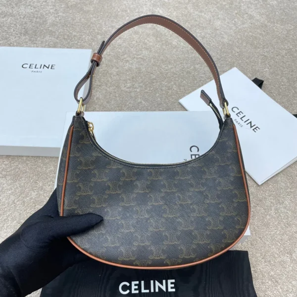 高仿CELINE-賽琳 TRIOMPHE CANVAS 標誌印花牛皮革包邊手提肩背包-193952：圖片 3