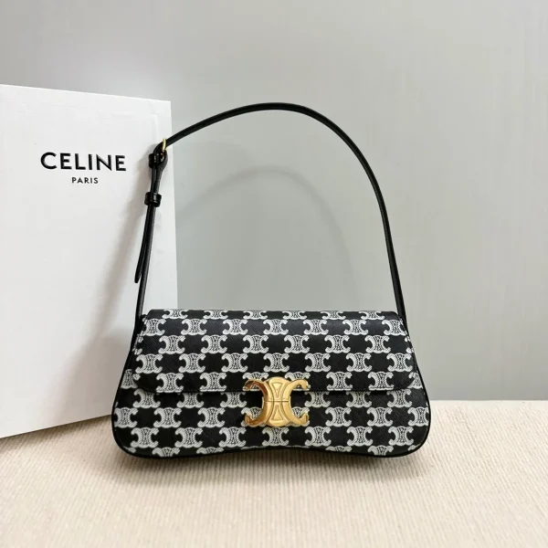 高仿CELINE-賽琳 TRIOMPHE鎖扣牛皮革肩背包 - 經典金色飾面-115532：圖片 2