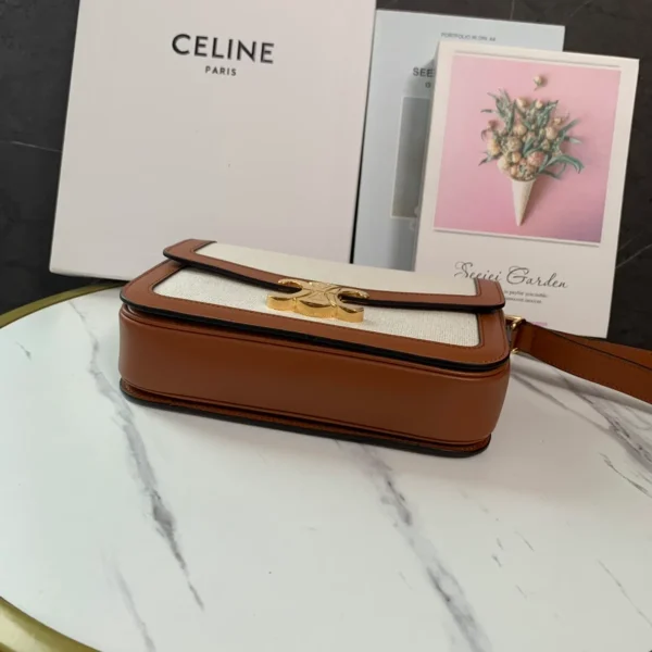 高仿CELINE-賽琳 金色TRIOMPHE金屬鎖扣斜挎包 - 多功能時尚肩背包-191242：圖片 5