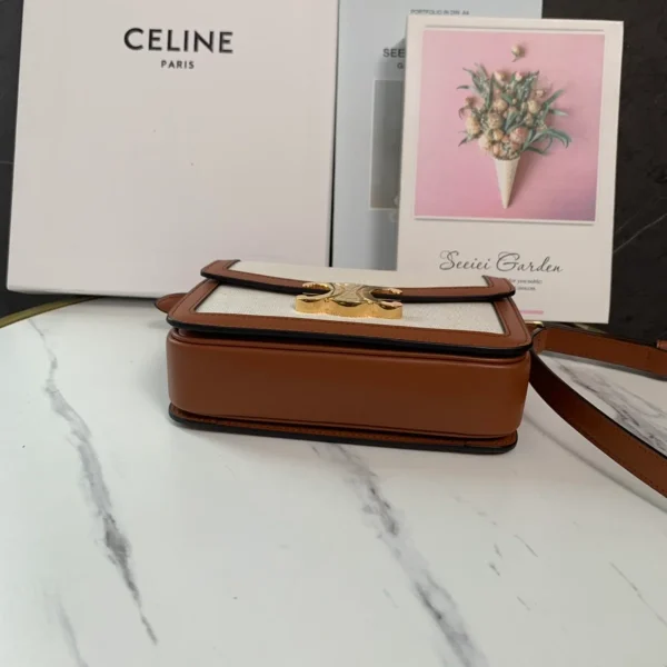 高仿CELINE-賽琳 金色TRIOMPHE金屬鎖扣斜挎包 - 多功能時尚肩背包-188882：圖片 5