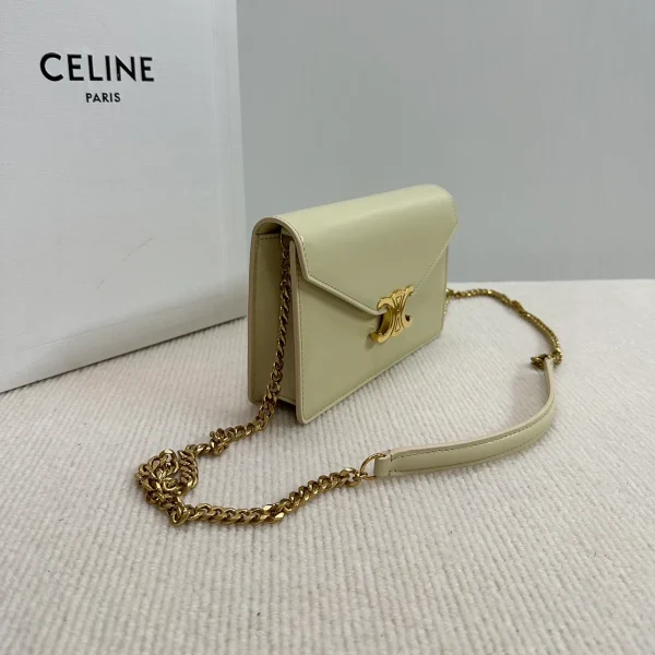 高仿CELINE-賽琳 Triomphe金色牛皮迷你手袋 - 多功能時尚肩背包-10L033：圖片 4