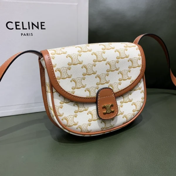 高仿CELINE-賽琳 Triomphe帆布迷你斜挎手袋 - 經典印花牛皮包邊設計-196702：圖片 5