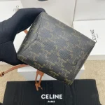 高仿CELINE-賽琳 迷你手袋 - 牛皮革包邊標誌印花斜挎包-10M742：圖片 5