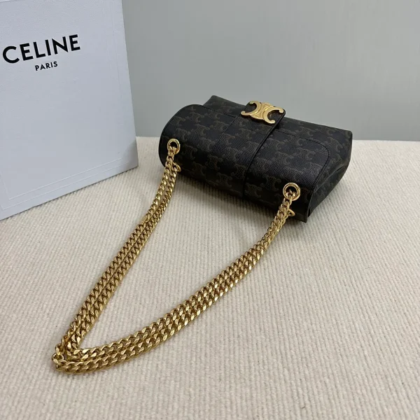 高仿CELINE-賽琳 Triomphe標誌印花牛皮斜挎包-116592：圖片 6