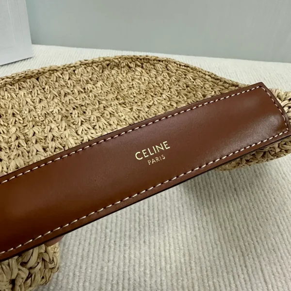 高仿CELINE-賽琳 手工編織牛皮革包邊植物材料手袋-112772：圖片 7
