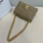 高仿CELINE-賽琳 經典TRIOMPHE牛皮革斜挎包 - 金色飾面多功能肩背包-115853：圖片 4
