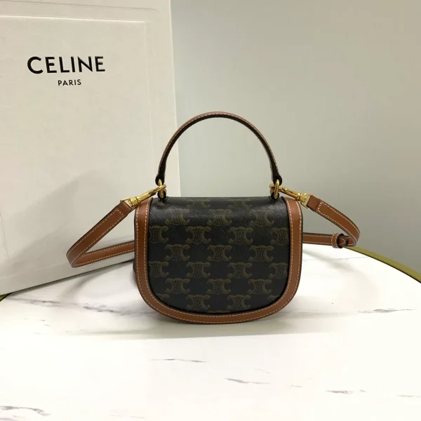 高仿CELINE-賽琳 迷你手袋 - TRIOMPHE金屬扣飾牛皮革包邊斜挎包-10K502：圖片 3