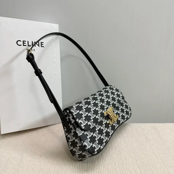 高仿CELINE-賽琳 TRIOMPHE鎖扣牛皮革肩背包 - 經典金色飾面-115532：圖片 4