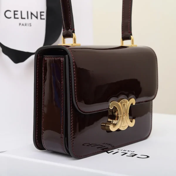 高仿CELINE-賽琳 TRIOMPHE 牛皮革手提肩背包 - 經典鎖扣設計-118053：圖片 8