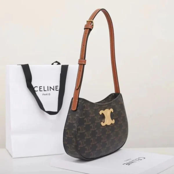 高仿CELINE-賽琳 TRIOMPHE CANVAS 標誌印花牛皮革包邊斜挎包-115702：圖片 3