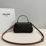高仿CELINE-賽琳 經典TRIOMPHE標誌印花牛皮革手提斜挎包-119532：圖片 3