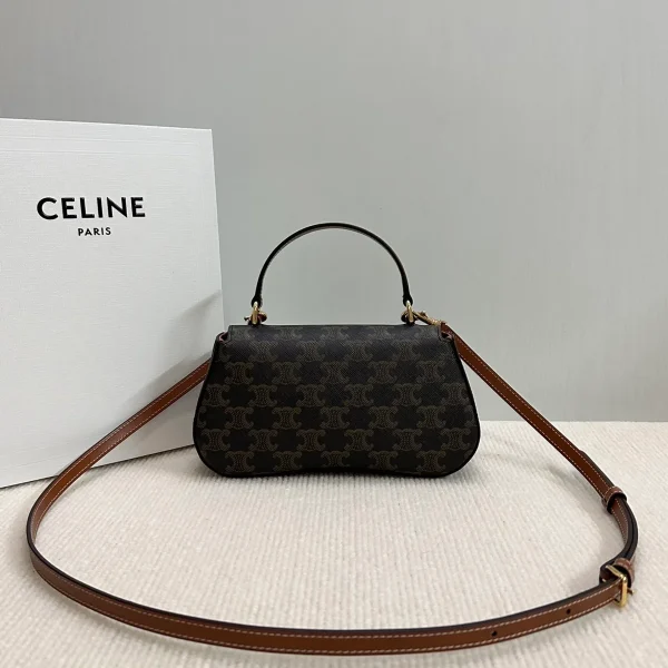 高仿CELINE-賽琳 經典TRIOMPHE標誌印花牛皮革手提斜挎包-119532：圖片 3