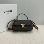 高仿CELINE-賽琳 經典TRIOMPHE標誌印花牛皮革手提斜挎包-119532：圖片 2