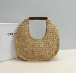 高仿CELINE-賽琳 手工編織牛皮革包邊植物材料手袋-112772：圖片 3